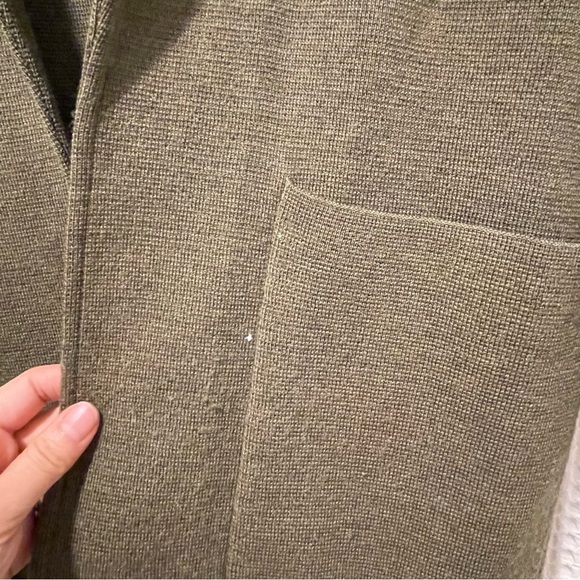 Sz S J. Crew Sophie Olive open front blazer cardigan 100% Merino Wool - Picture 6 of 7